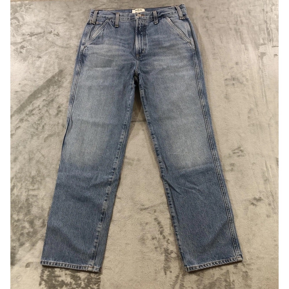 AGOLDE Cooper Trouser Jeans Womens 27 Blue High Rise Relaxed Straight Leg Denim